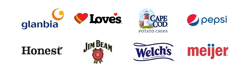 Client brands: Glanbia, Love's, Cape Cod, Pepsi, Honest, Jim Beam, Welch's, Meijer
