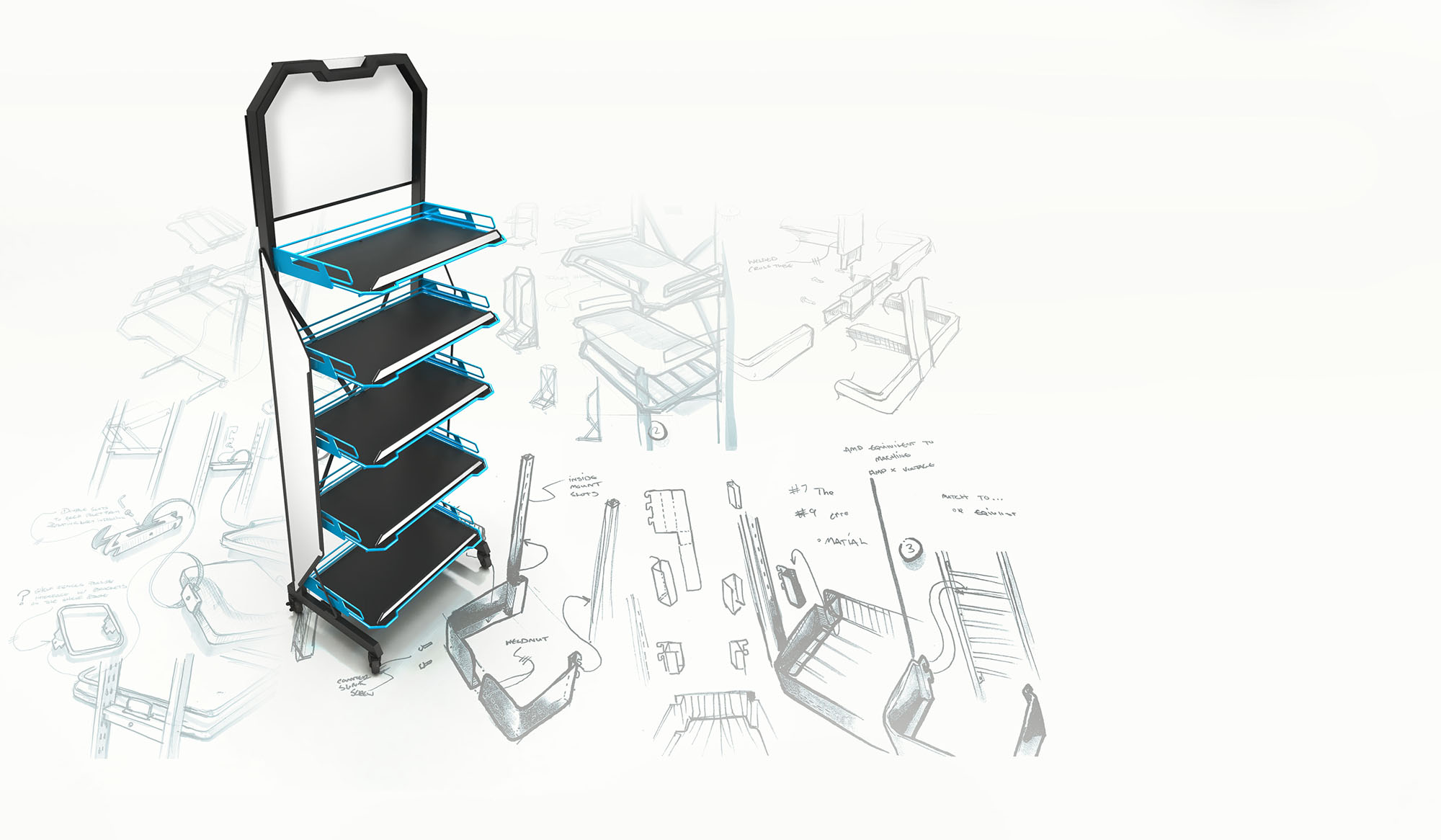 Concept sketches of the PowerWedge display structure